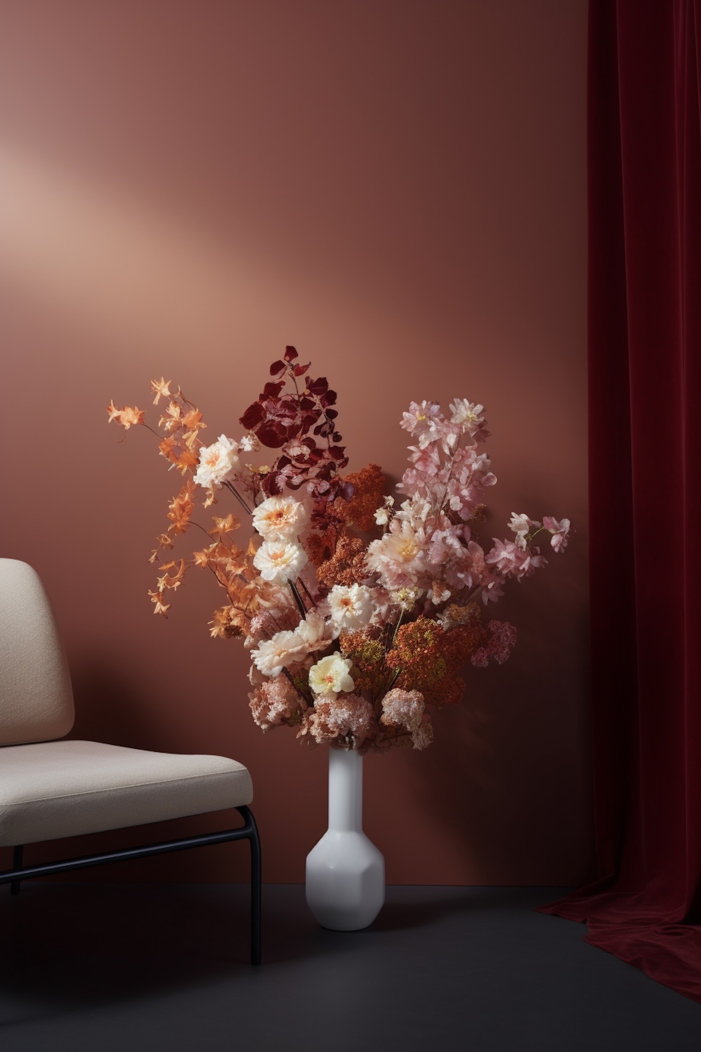 bouquet automne composition florale originale rose orange
