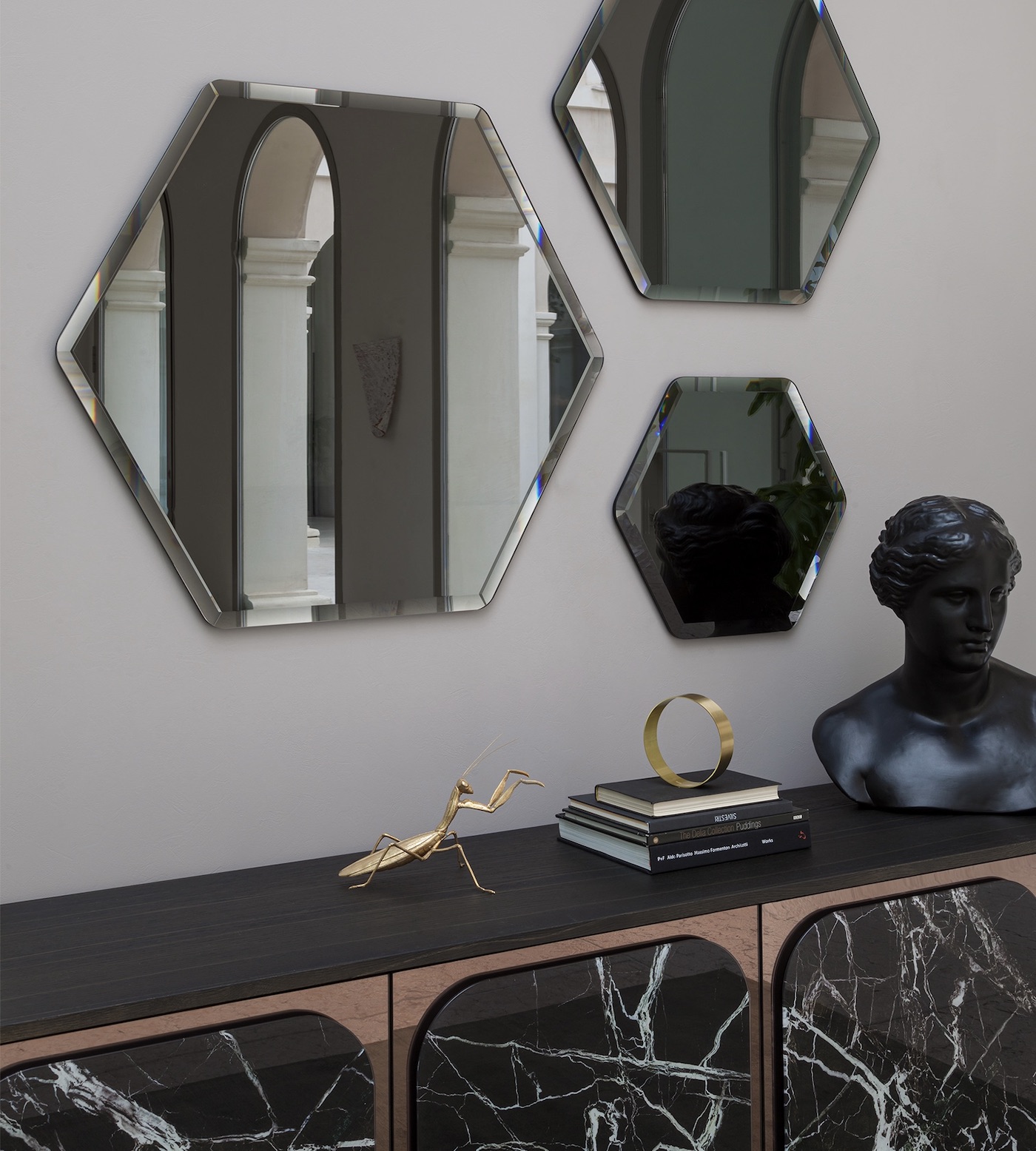 miroir biseauté hexagonale fabriqué en Italie