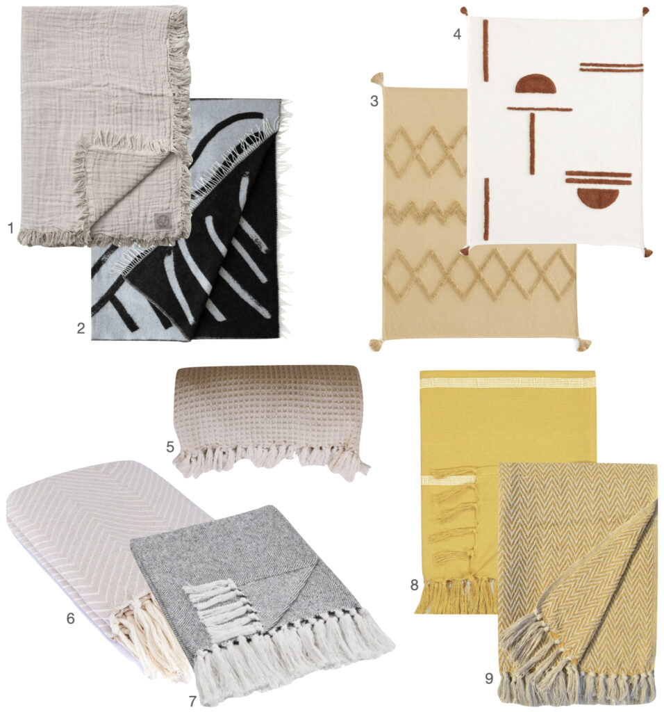 plaid frange jaune gris deco interieure salon