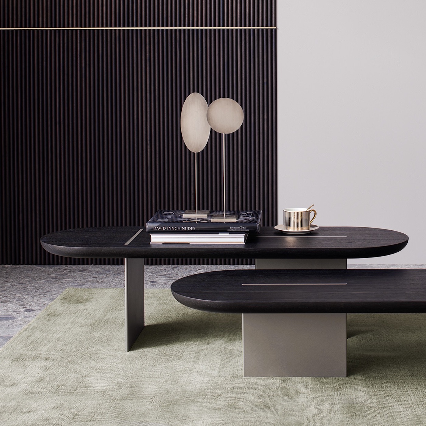 table basse gigogne design élégante chic noir métal bois