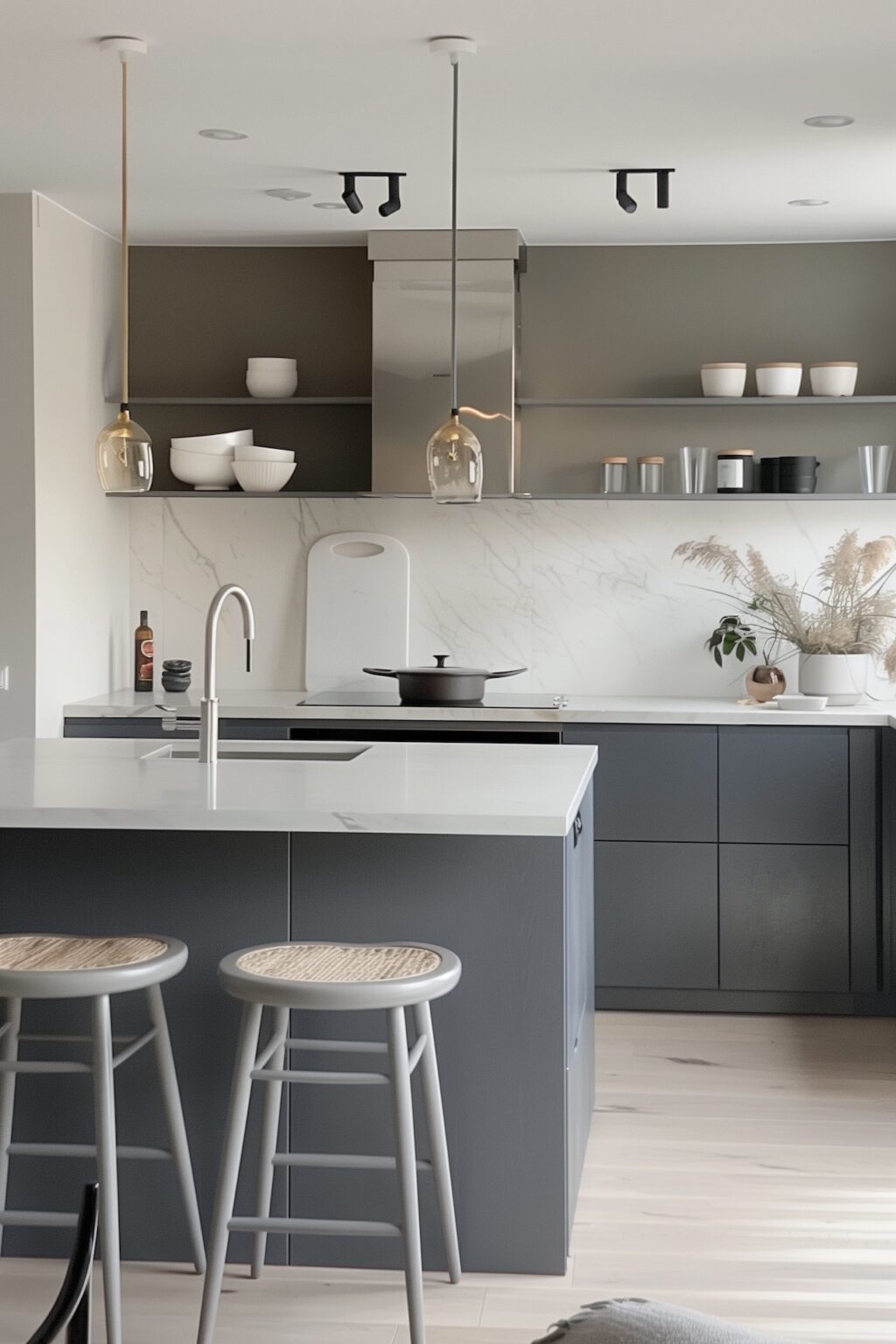 Repeindre cuisine laquée violette en gris