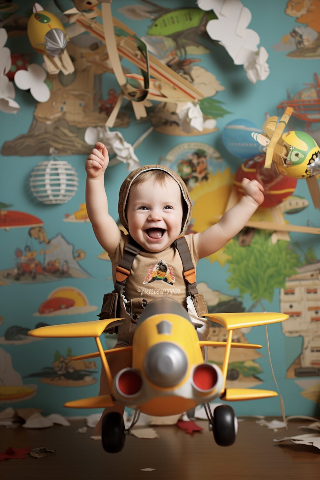 chambre enfant thème pilote air colorée