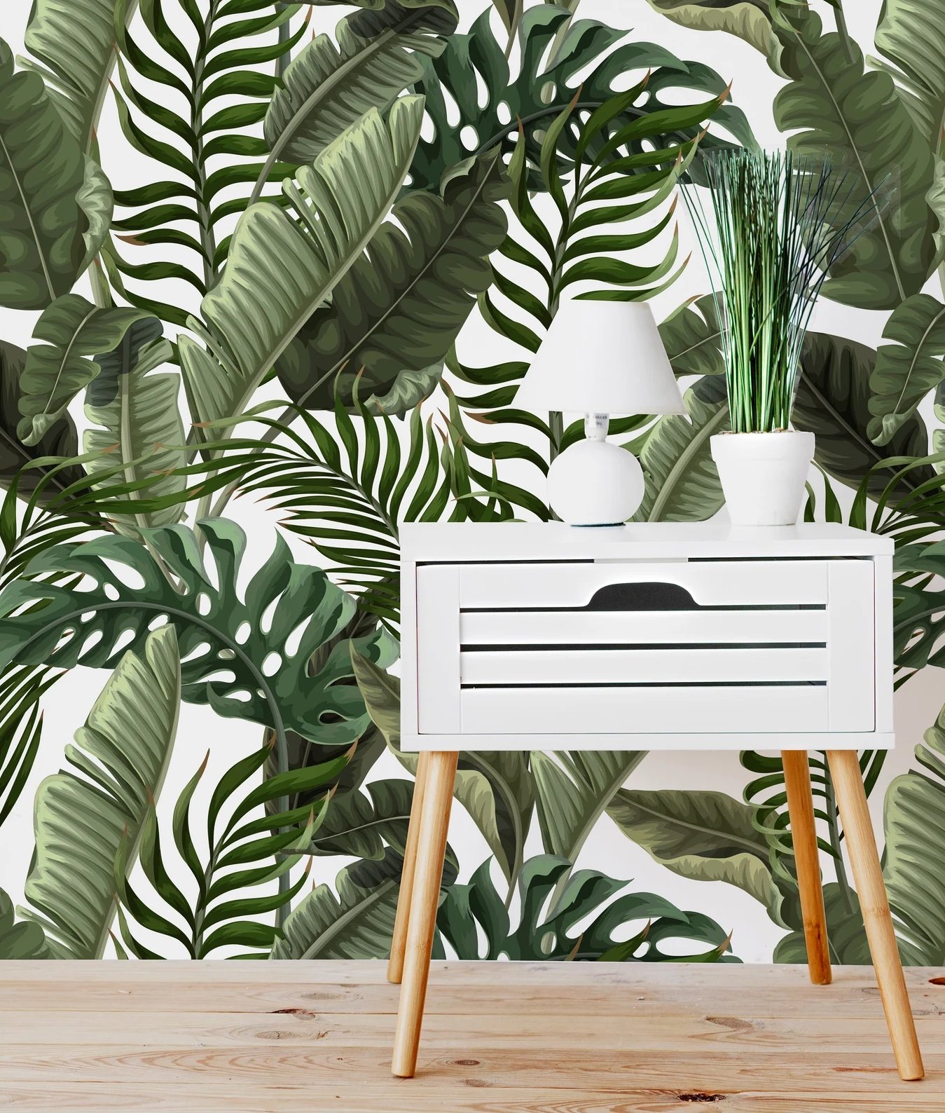 chambre papier peint jungle vegetal vert