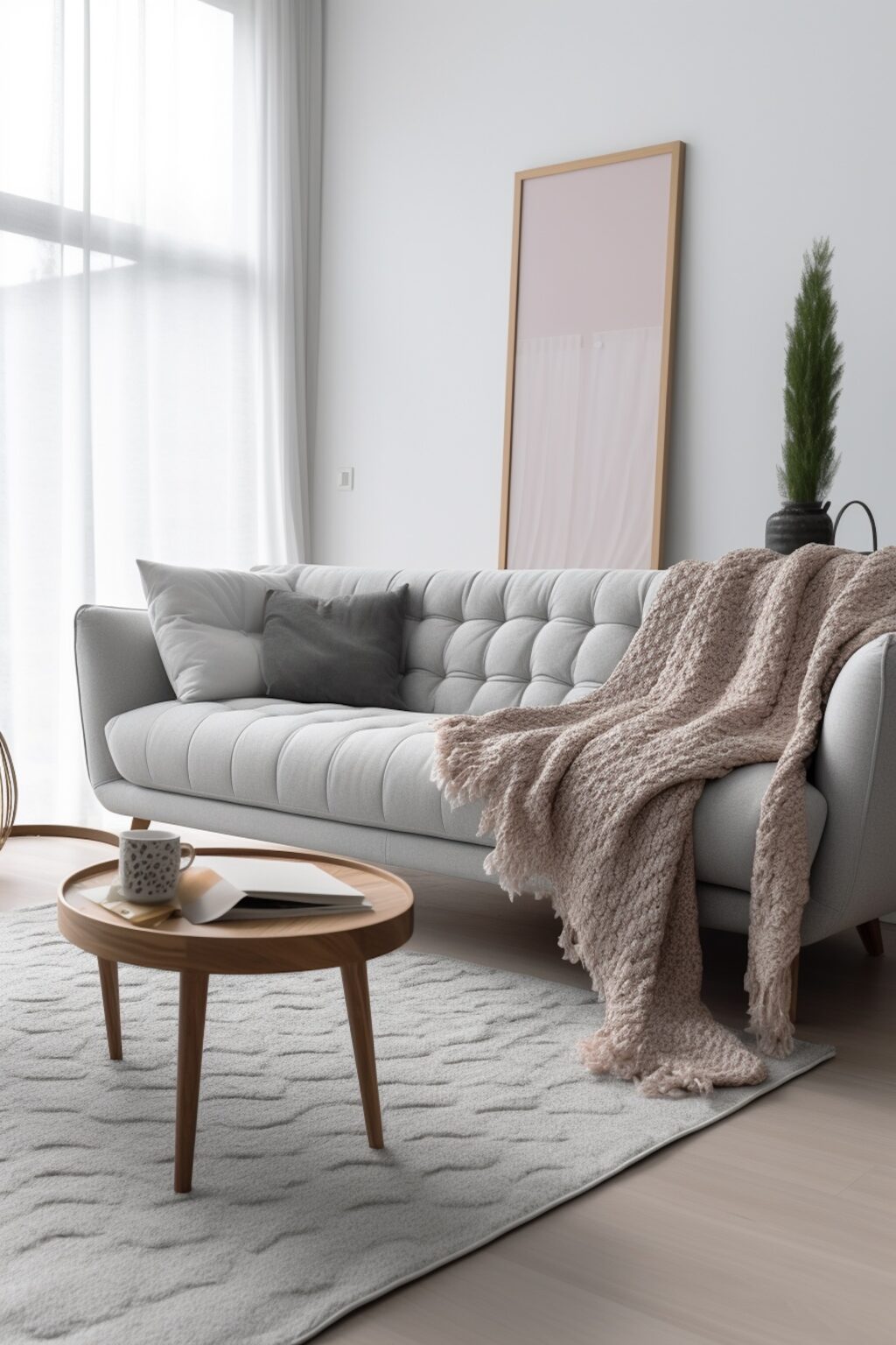 décoration intérieure salon sobre gris rose