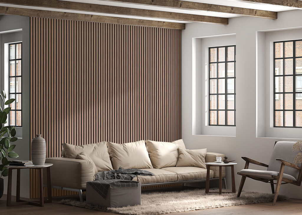 panneaux acoustiques en bois noyer