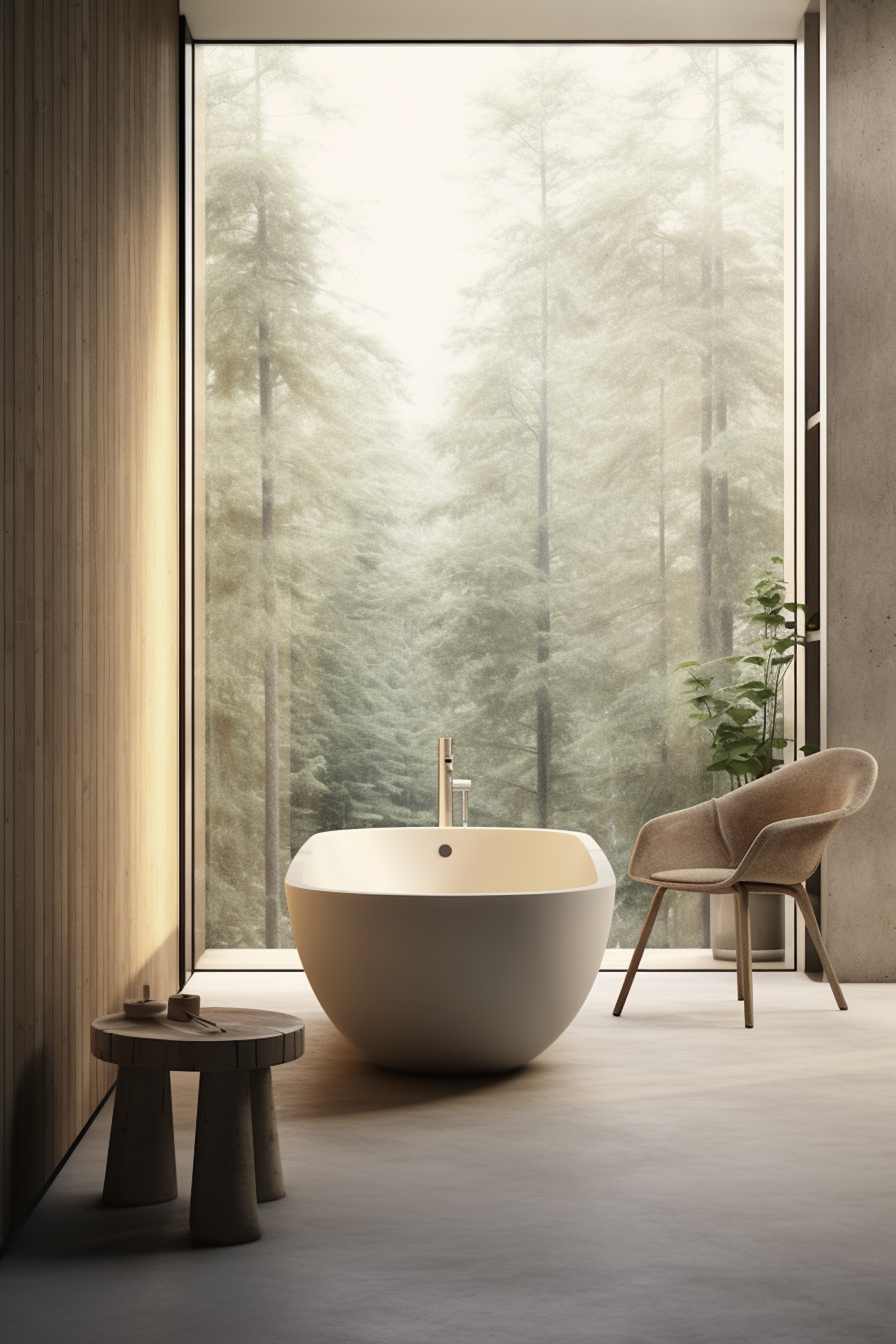 salle de bains forêt minimaliste