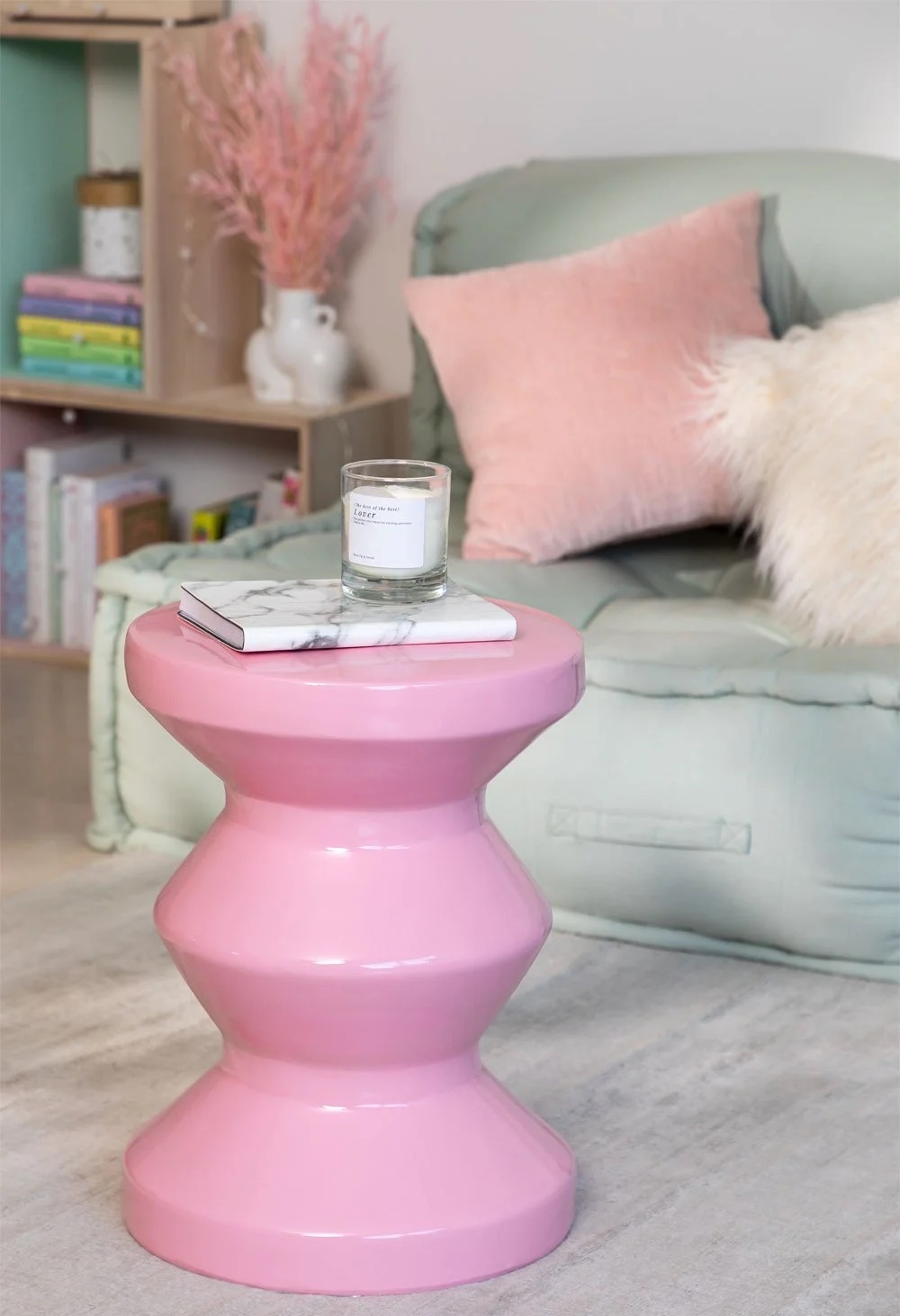 table d appoint ronde ceramique rose deco pop
