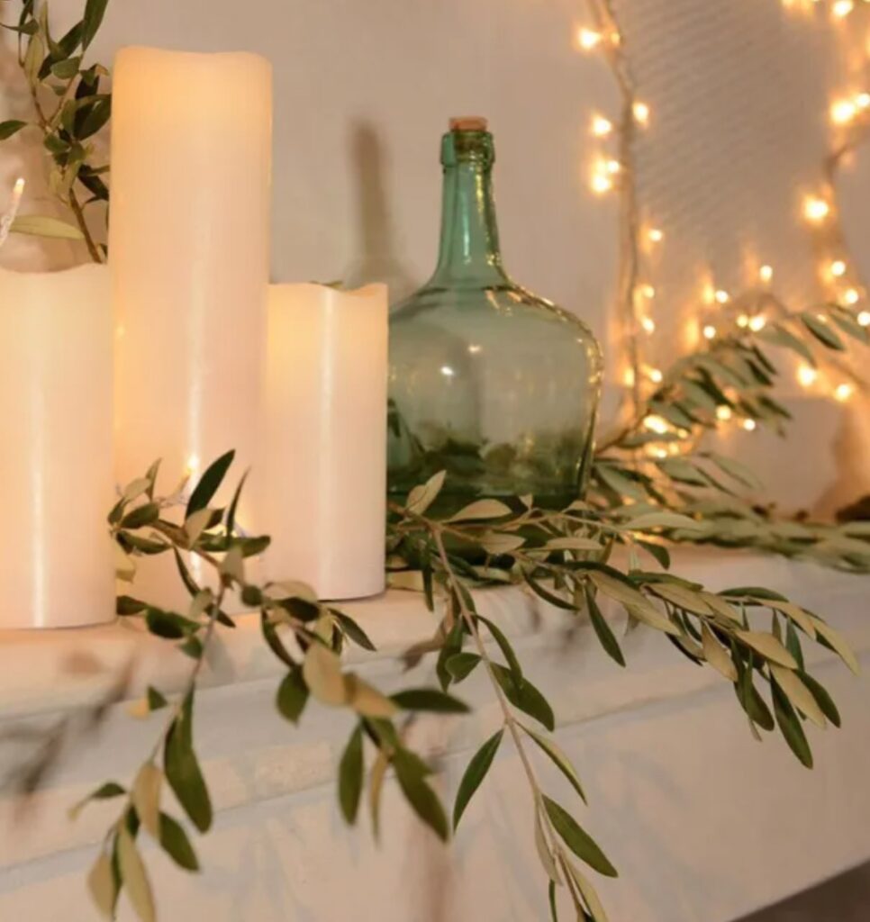 bougie blanche guirlande lumineuse deco noel elegant epuree