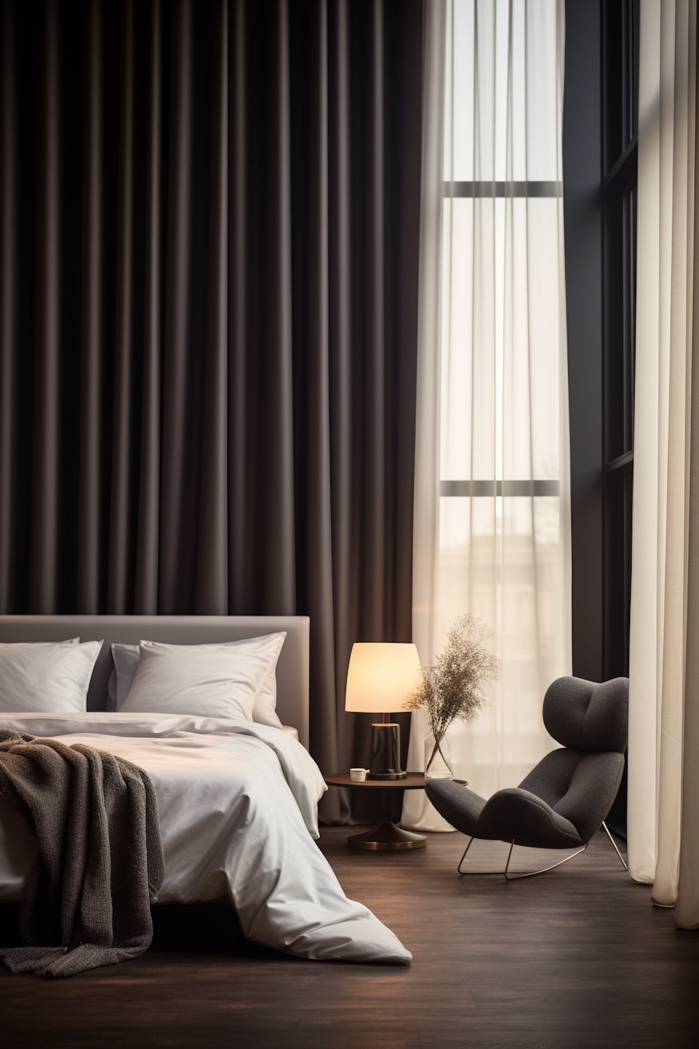 chambre moderne gris anthracite inspiration hôtel New York