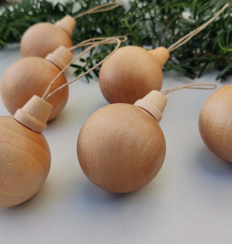 deco boule sapin rond bois rustique ethique