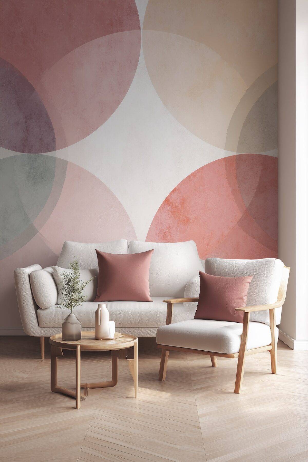 salon lumineux camaieu rose poudre