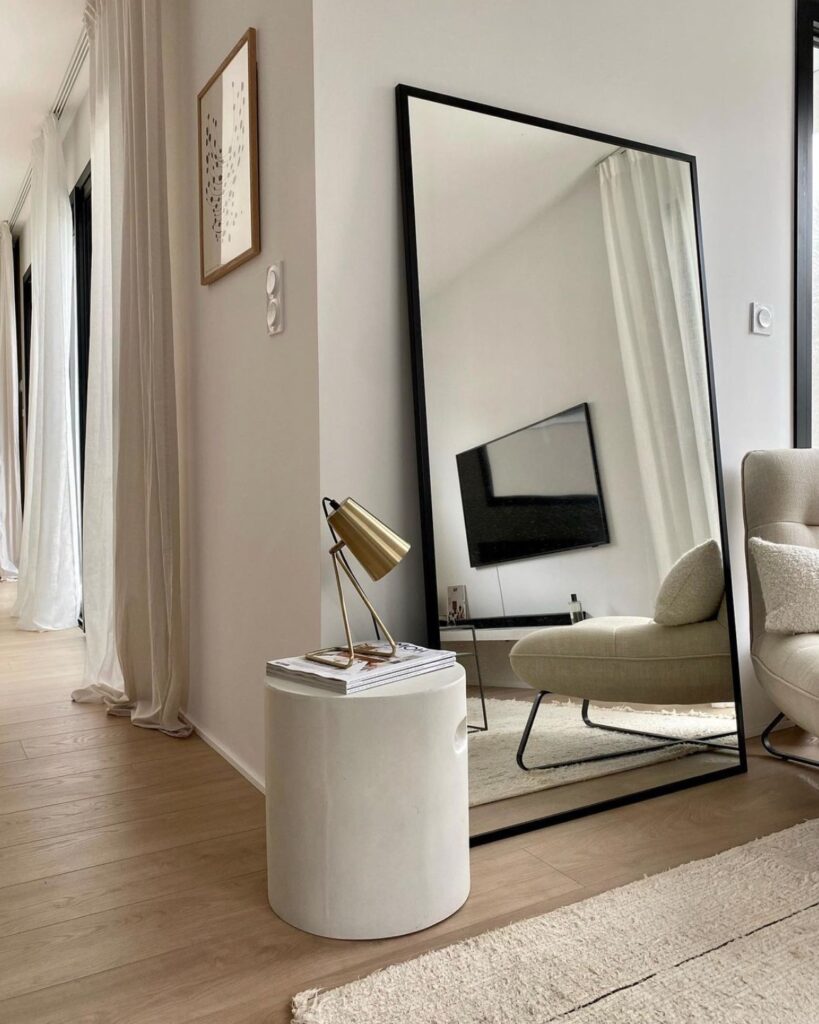 miroir rectangulaire géant cadre noir pour entrée