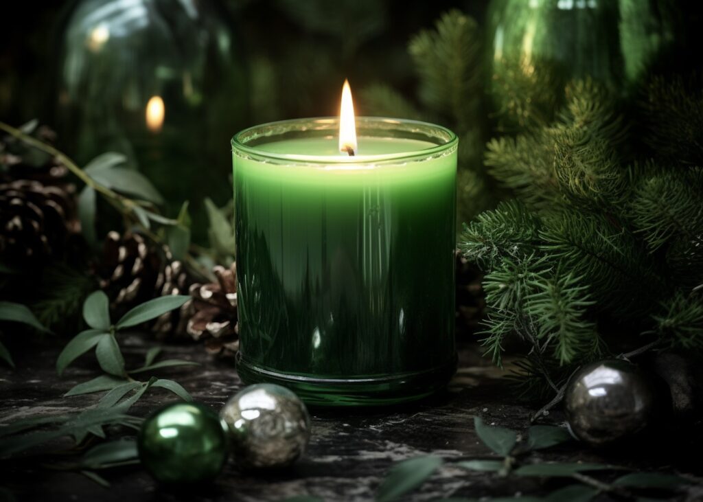 bougie sapin verre senteur forêt fêtes