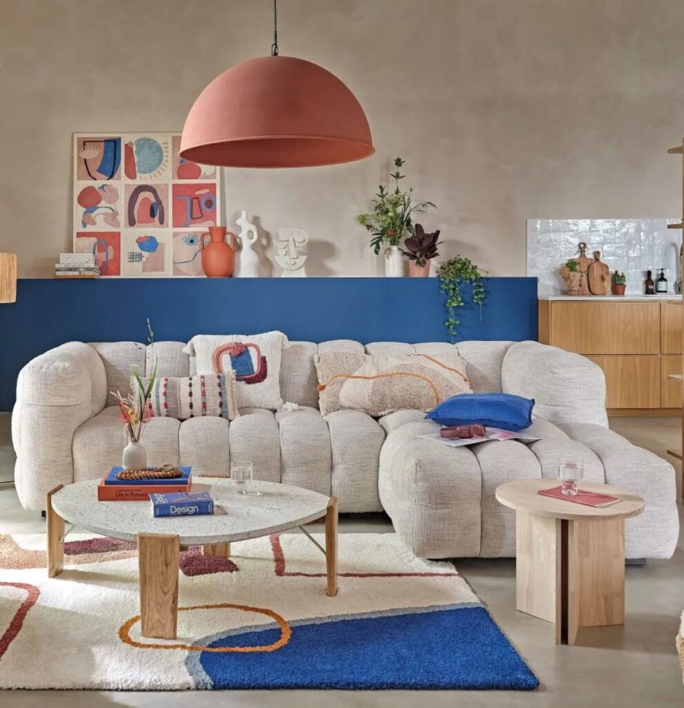 canape arrondie design gris deco bleu rouge design moderne