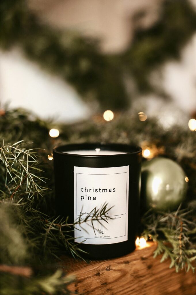 Christmas pine tree candle hygge