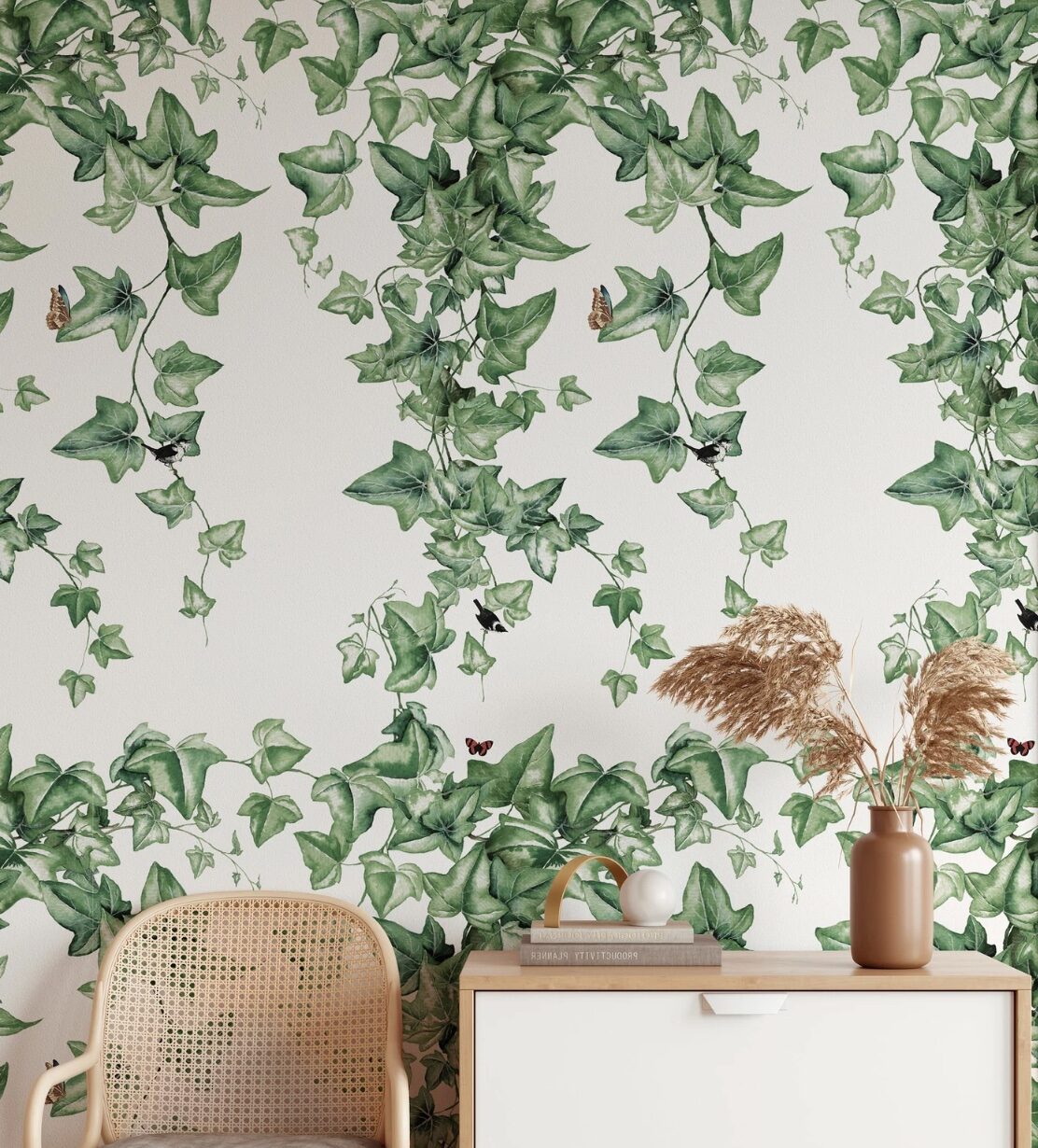 deco interieure papier peint vegetal canape canage