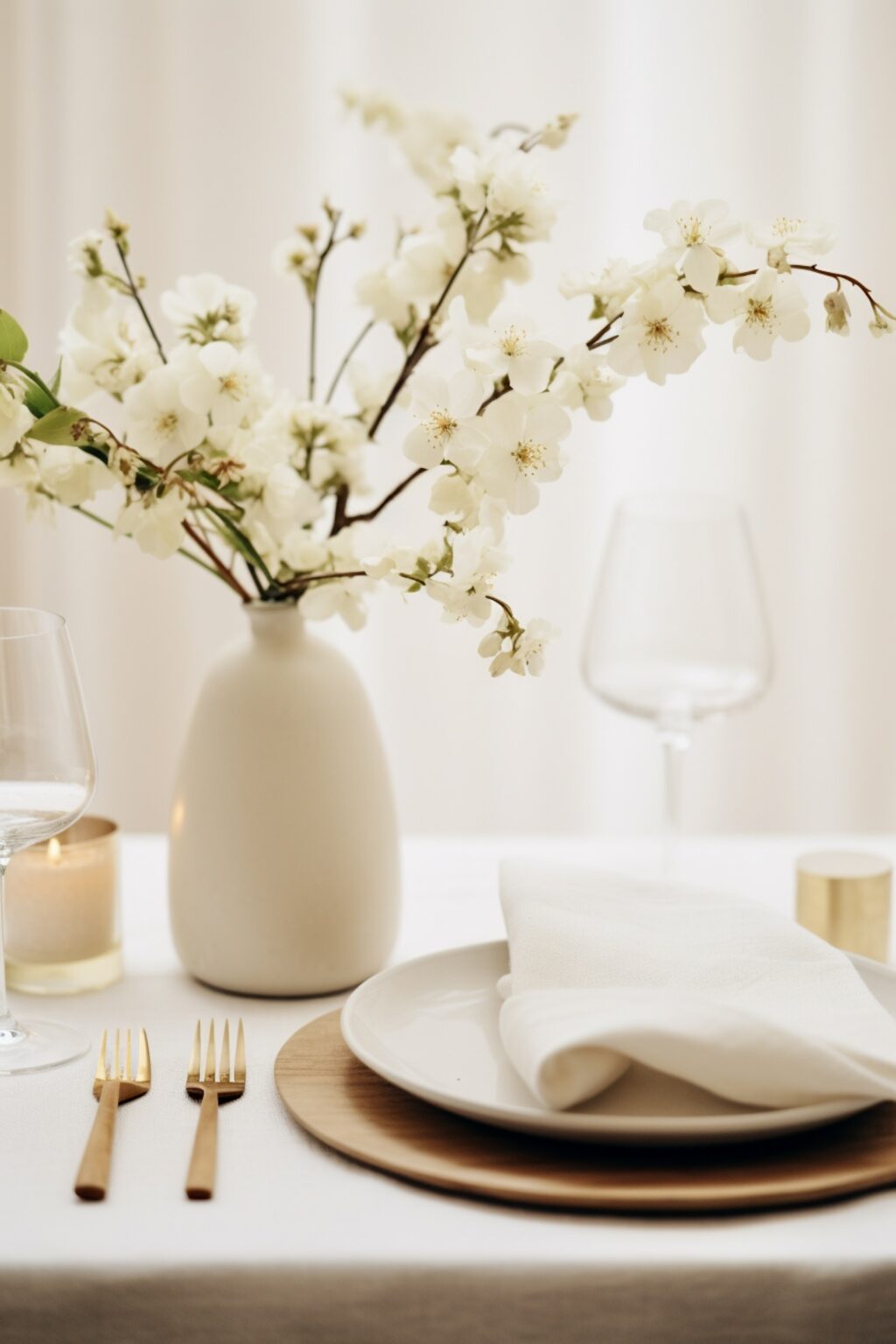 idée déco table Printemps chic beige blanc