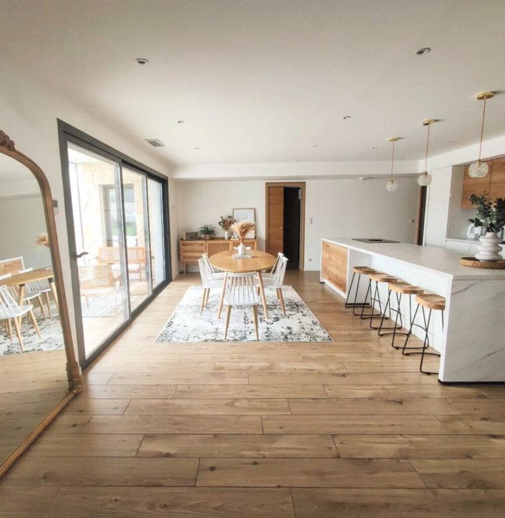 salle a manger cuisine miroir vintage laiton