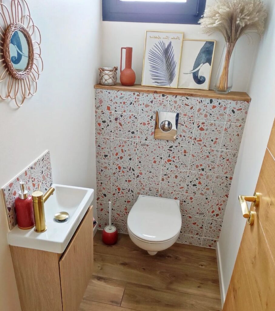 toilette mur terrazzo mobilier bois