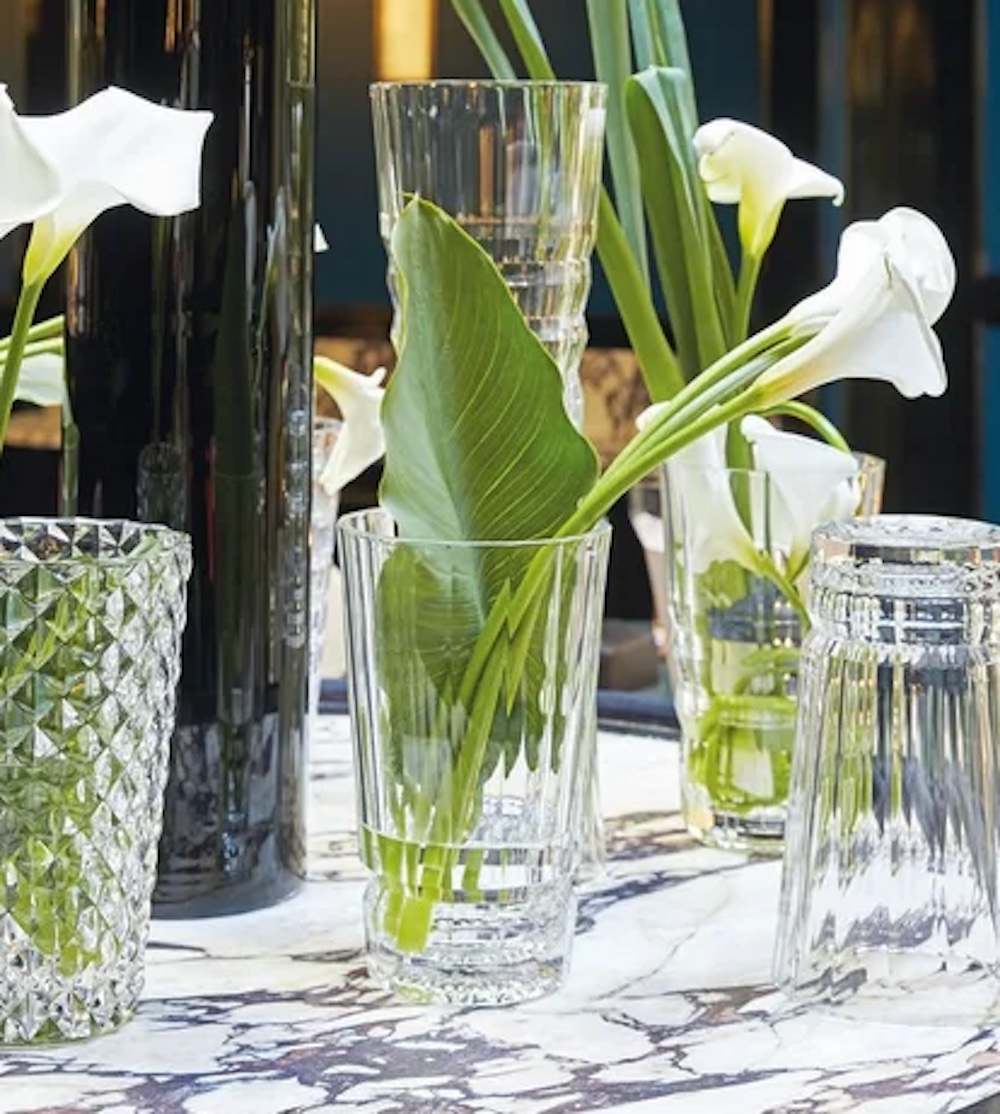 vase transparent cristal deco salon plante verte fleurs