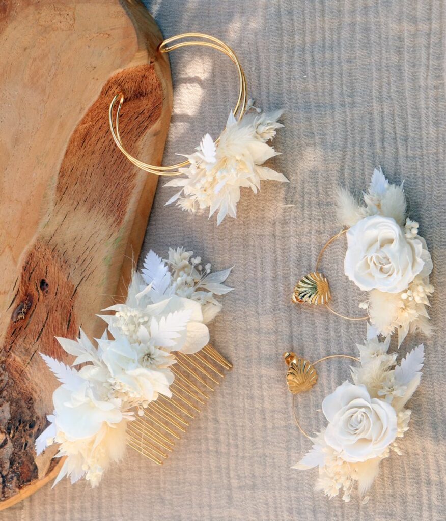 accessoire bijoux laiton fleurs blanches deco champetre