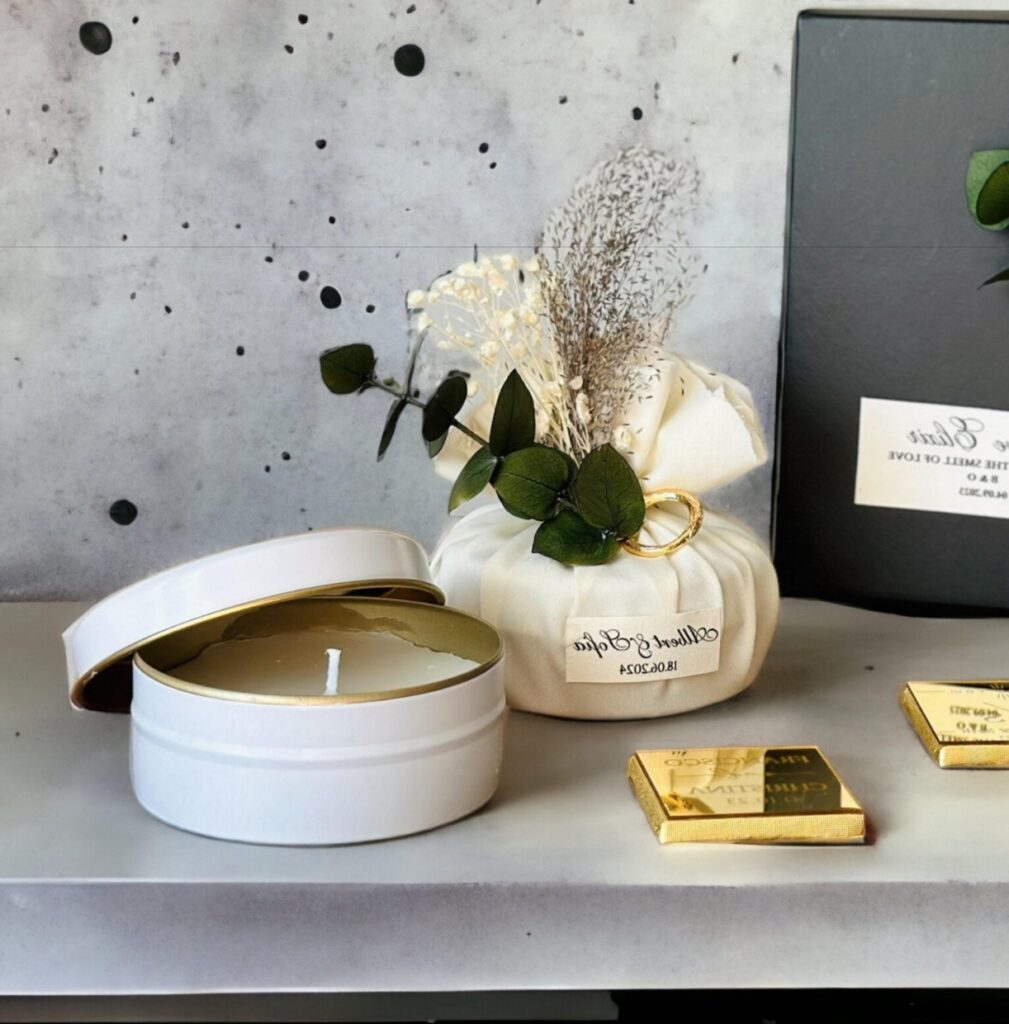 bougie artisanale personnalise mariage chic nature