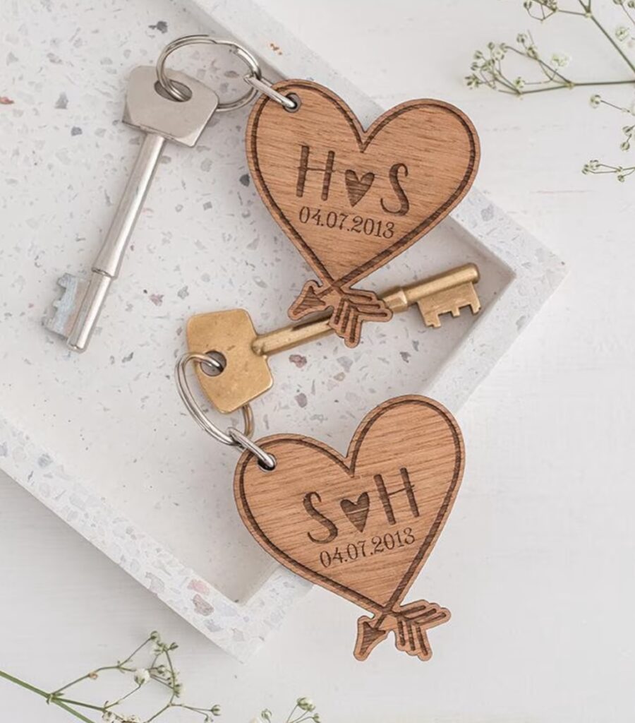 porte cle coeur bois cadeau mariage