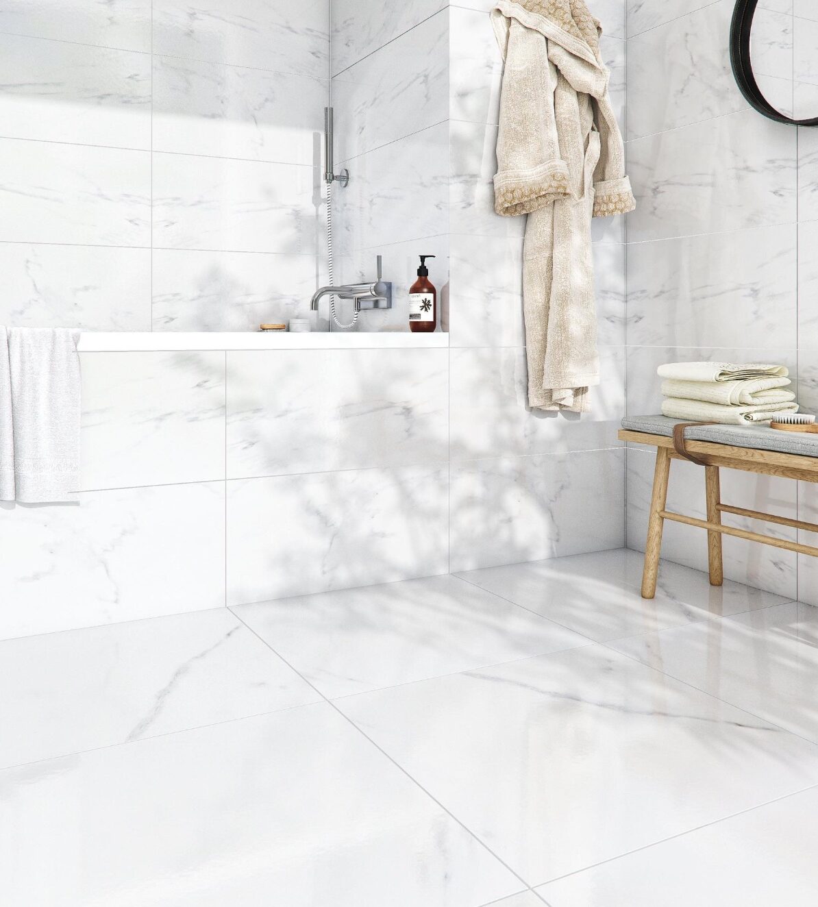 salle de bain total look marbre blanc