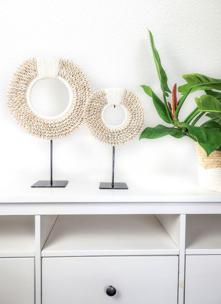 salon mobilier blanc plante verte deco accessoire coquillage