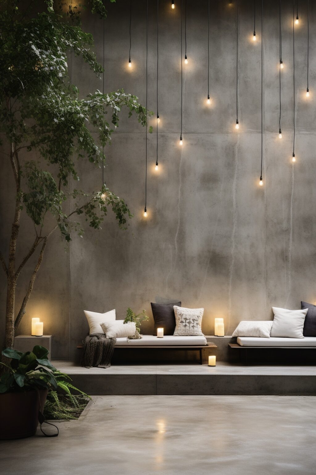 decoration design contemporaine guirlande lumineuse bougie