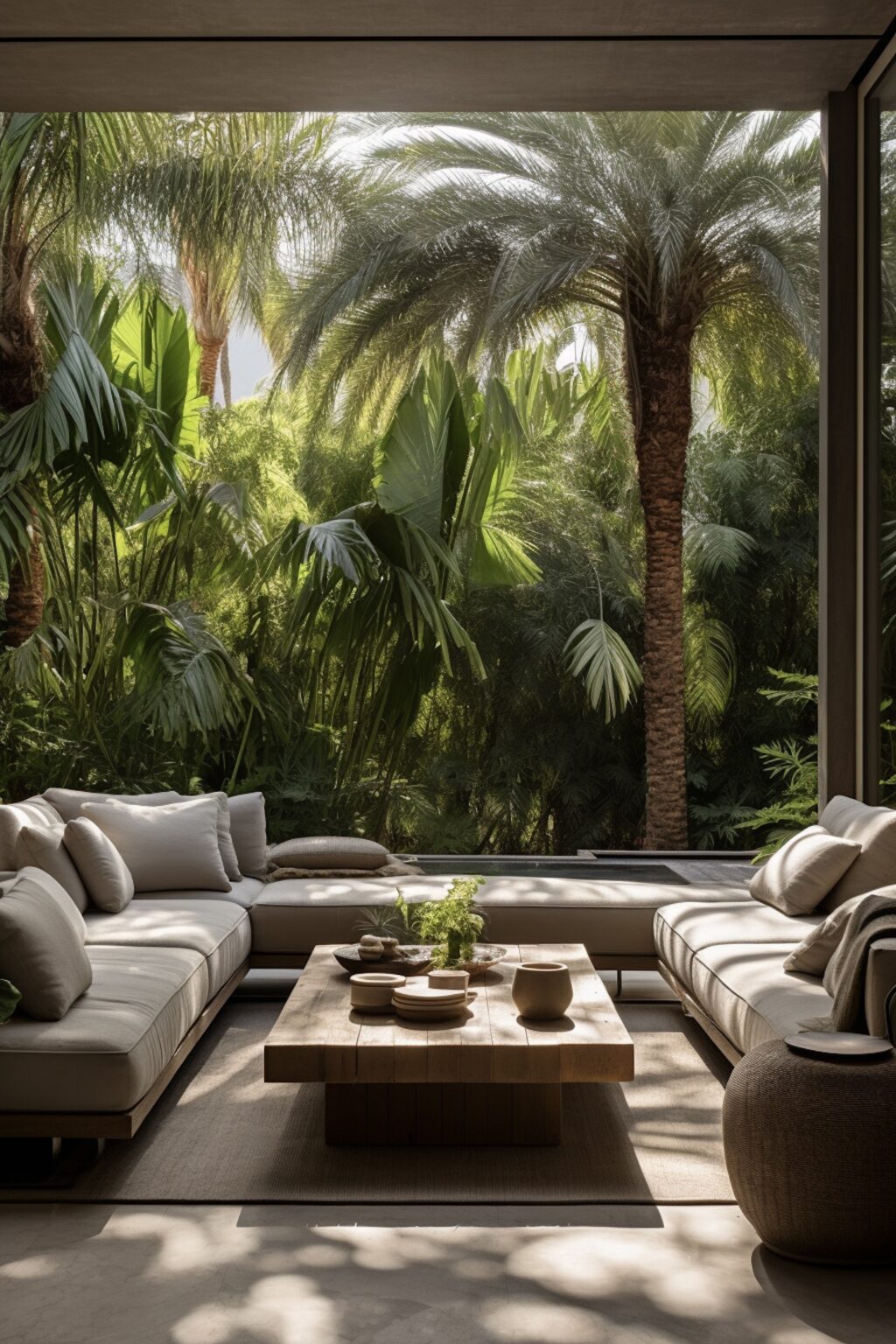 inspiraiton deco vegetale urban jungle table basse bois brut