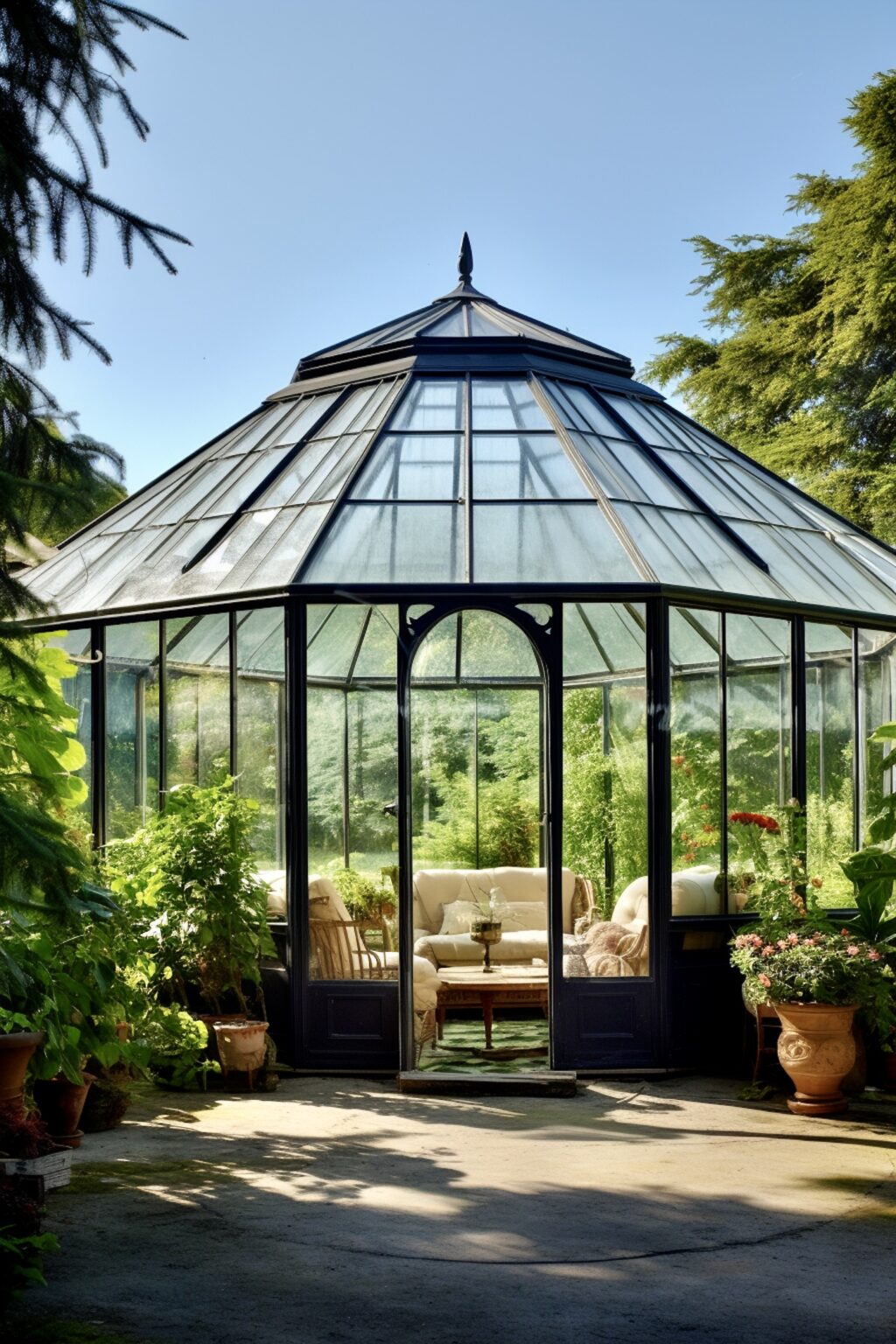 jardin d'hiver véranda serre salon rétro