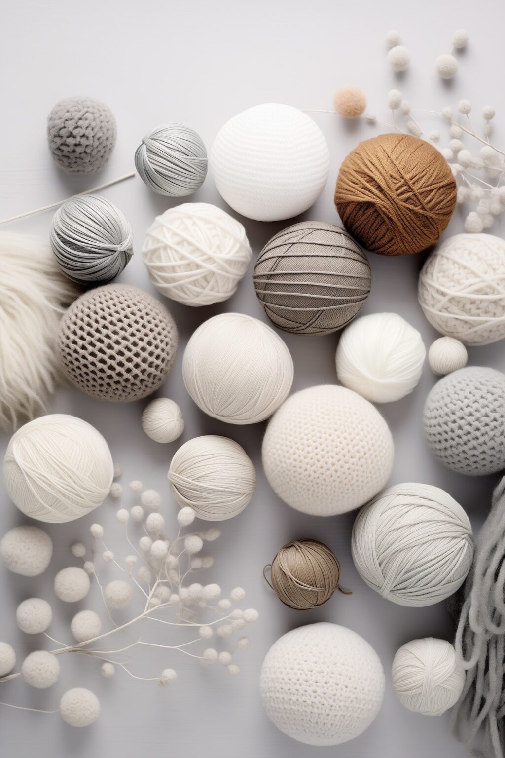 boule pelote laine couleurs neutres hivernales