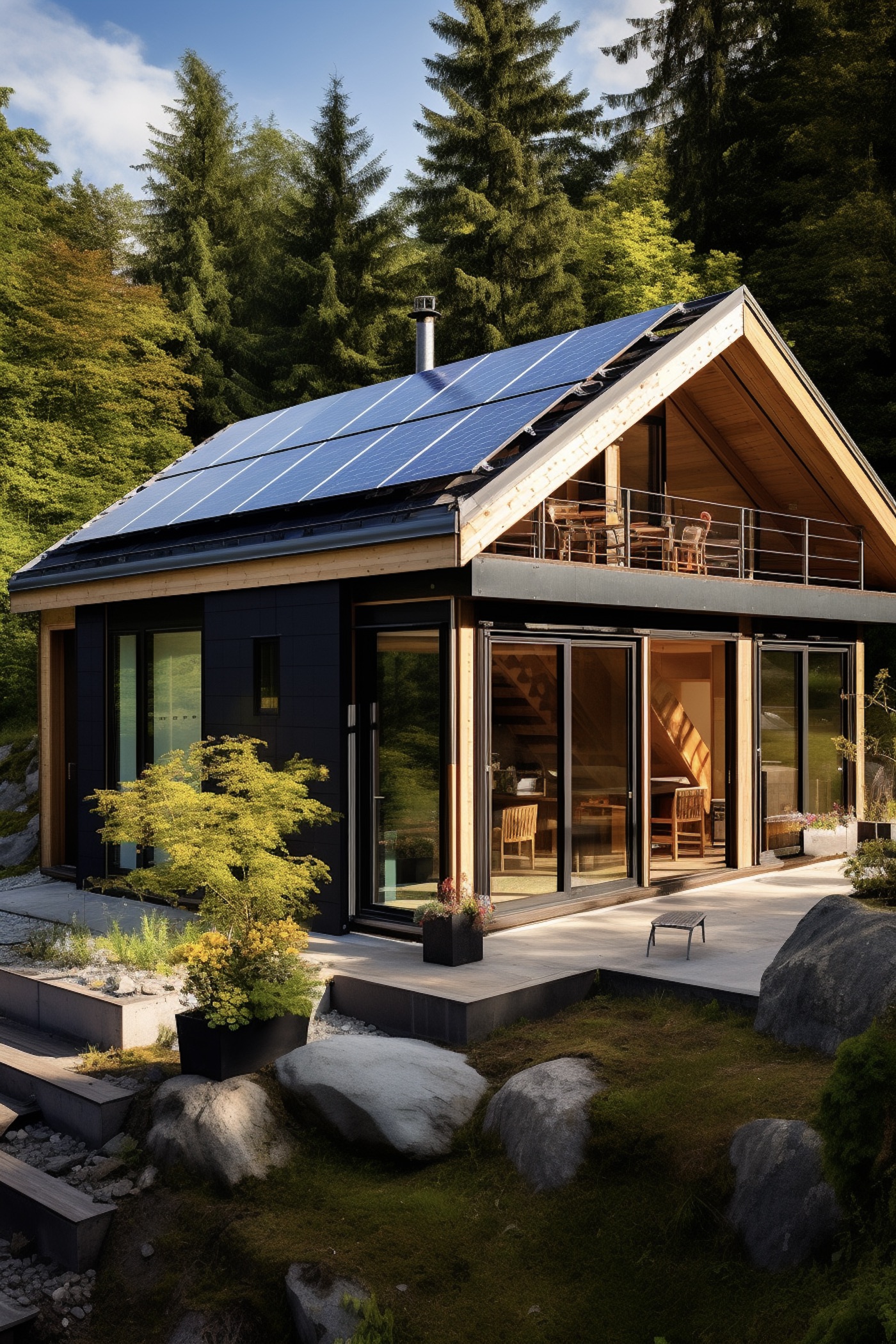 chalet maison écologique autonome panneaux photovoltaïque