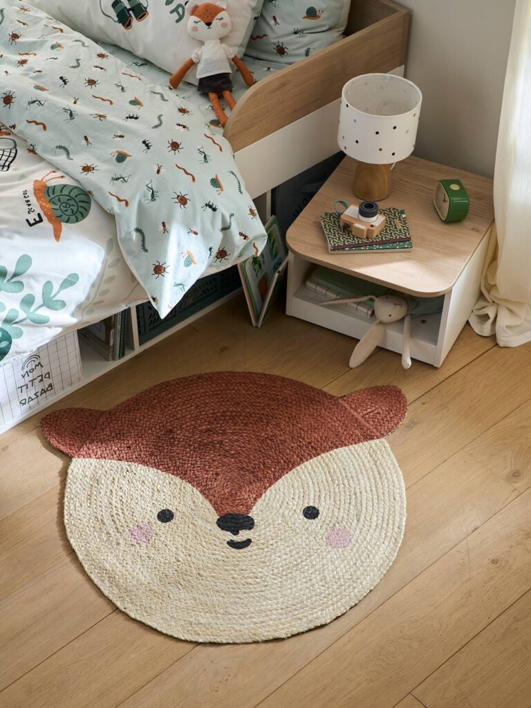 tapis rond chambre enfant jute renard