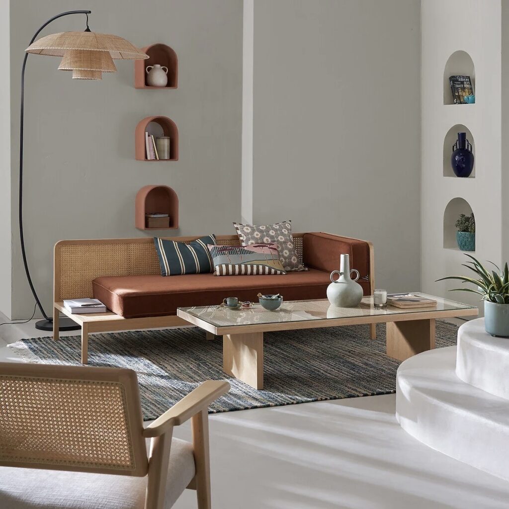daybed banquette cannage orange terracotta
