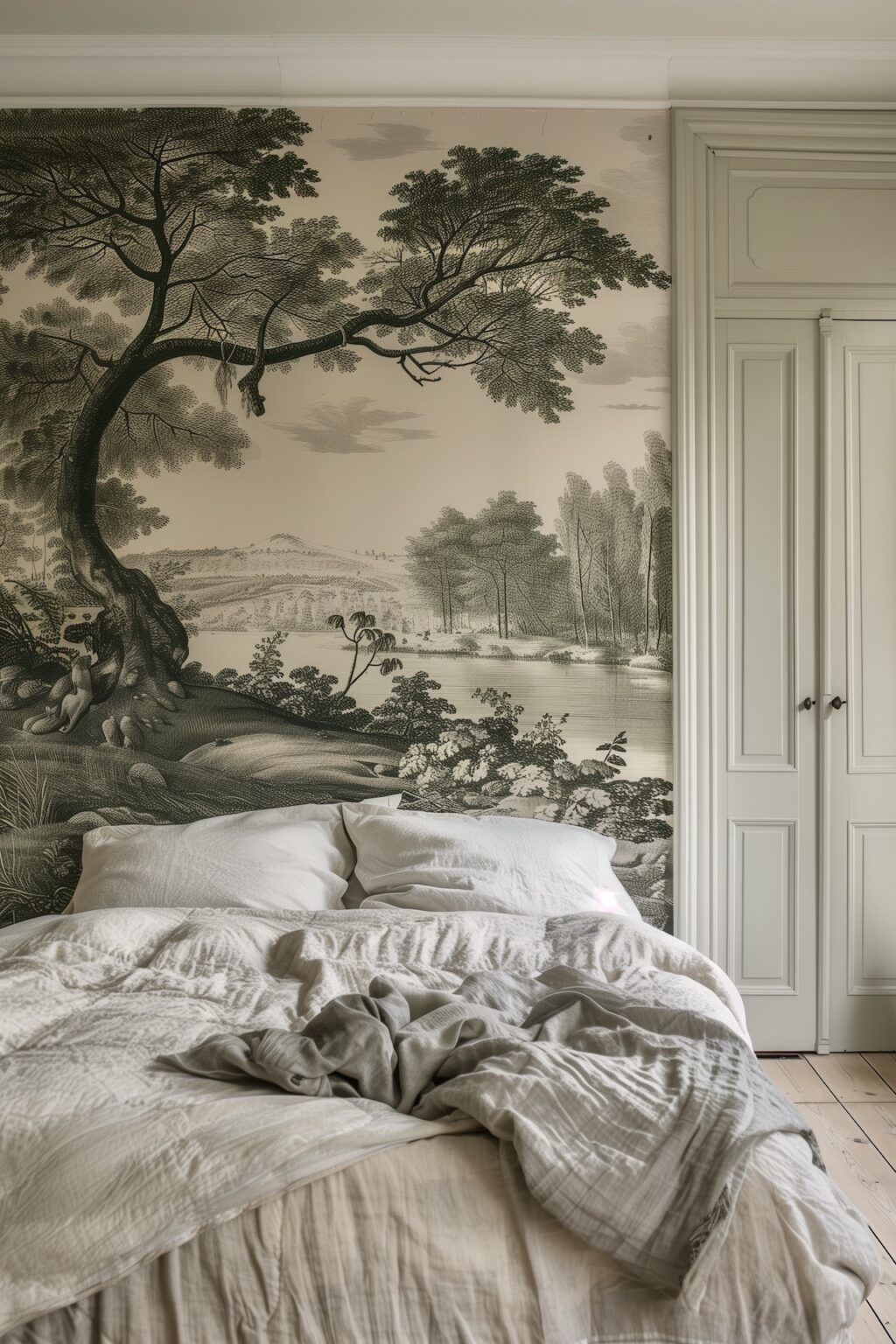 chambre tapisserie panoramique peinture vert pistache