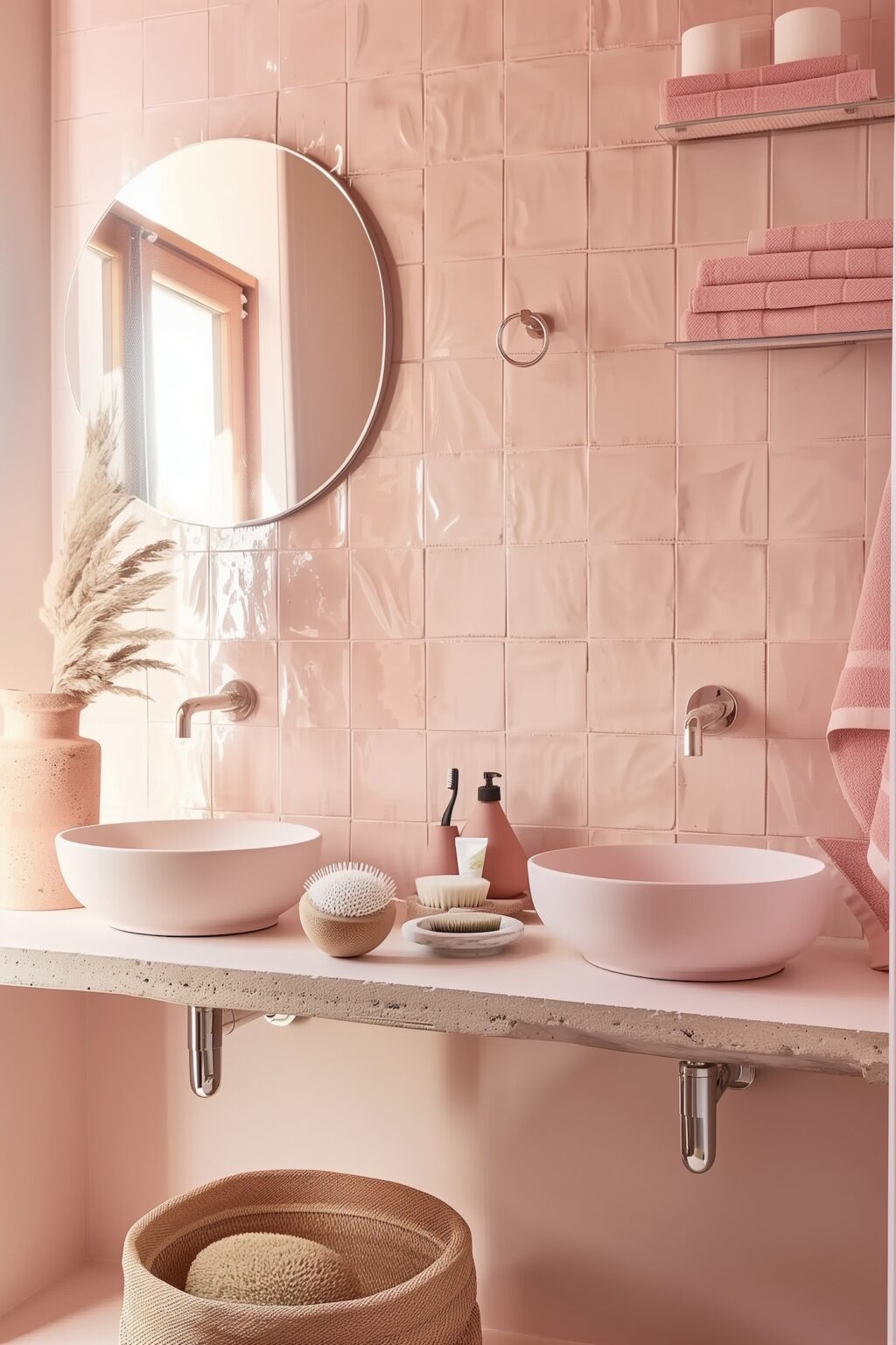 double vasque roses pastel zellige - blog déco