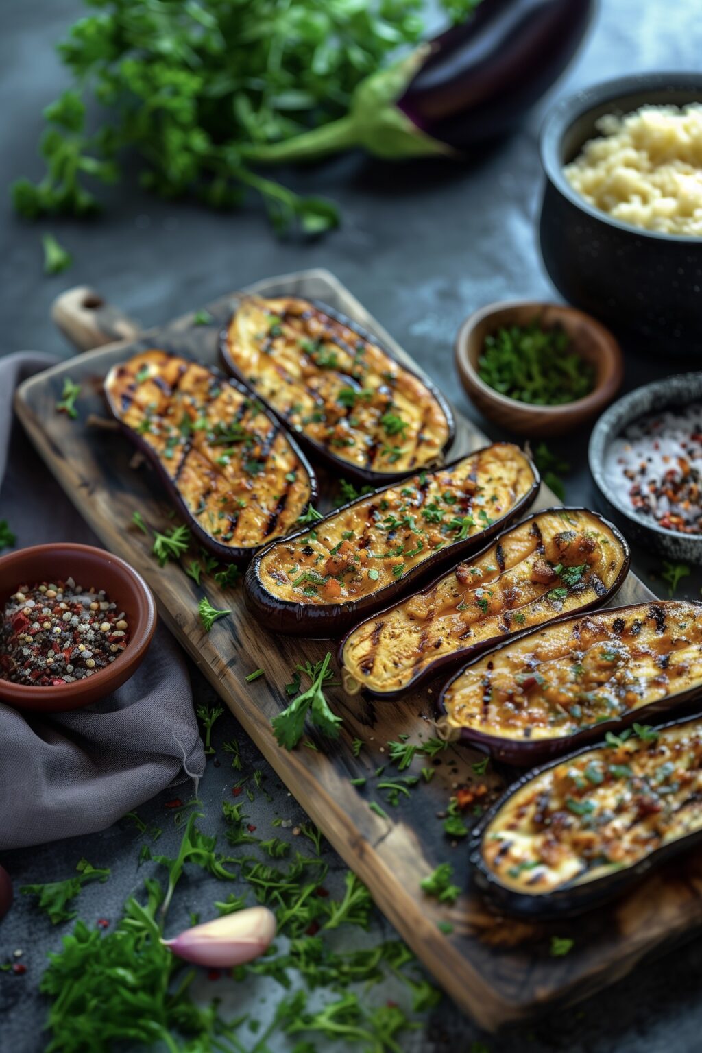 recette aubergine grillée barbecue ail herbes aromatiques