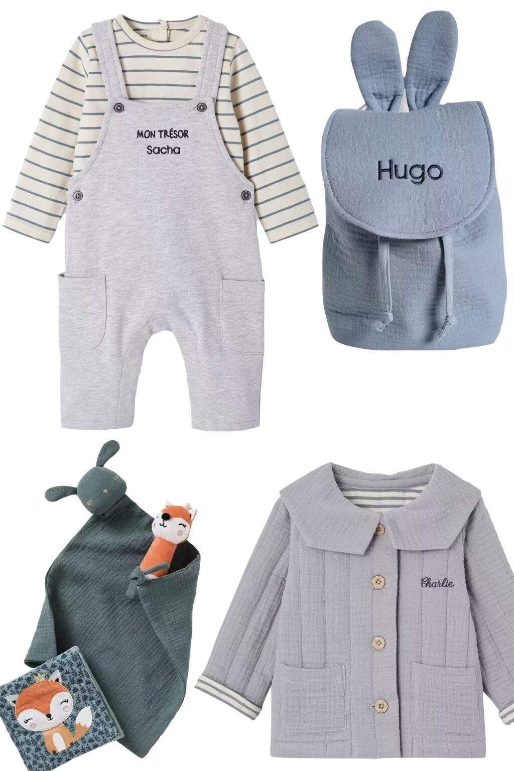accessoires bébé personnalisés cadeau garçon sac doudou