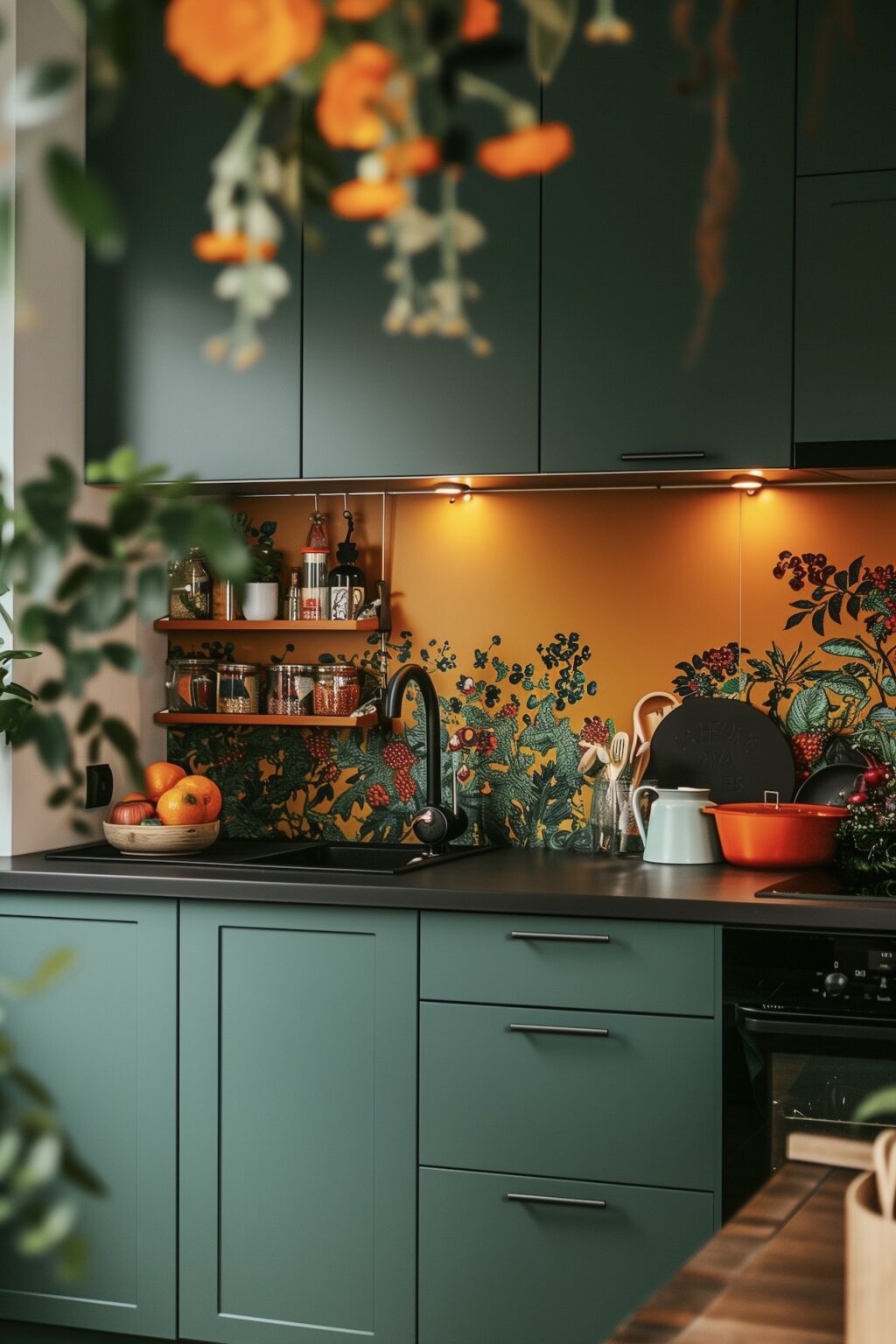 couleurs complémentaires décoration vert orange