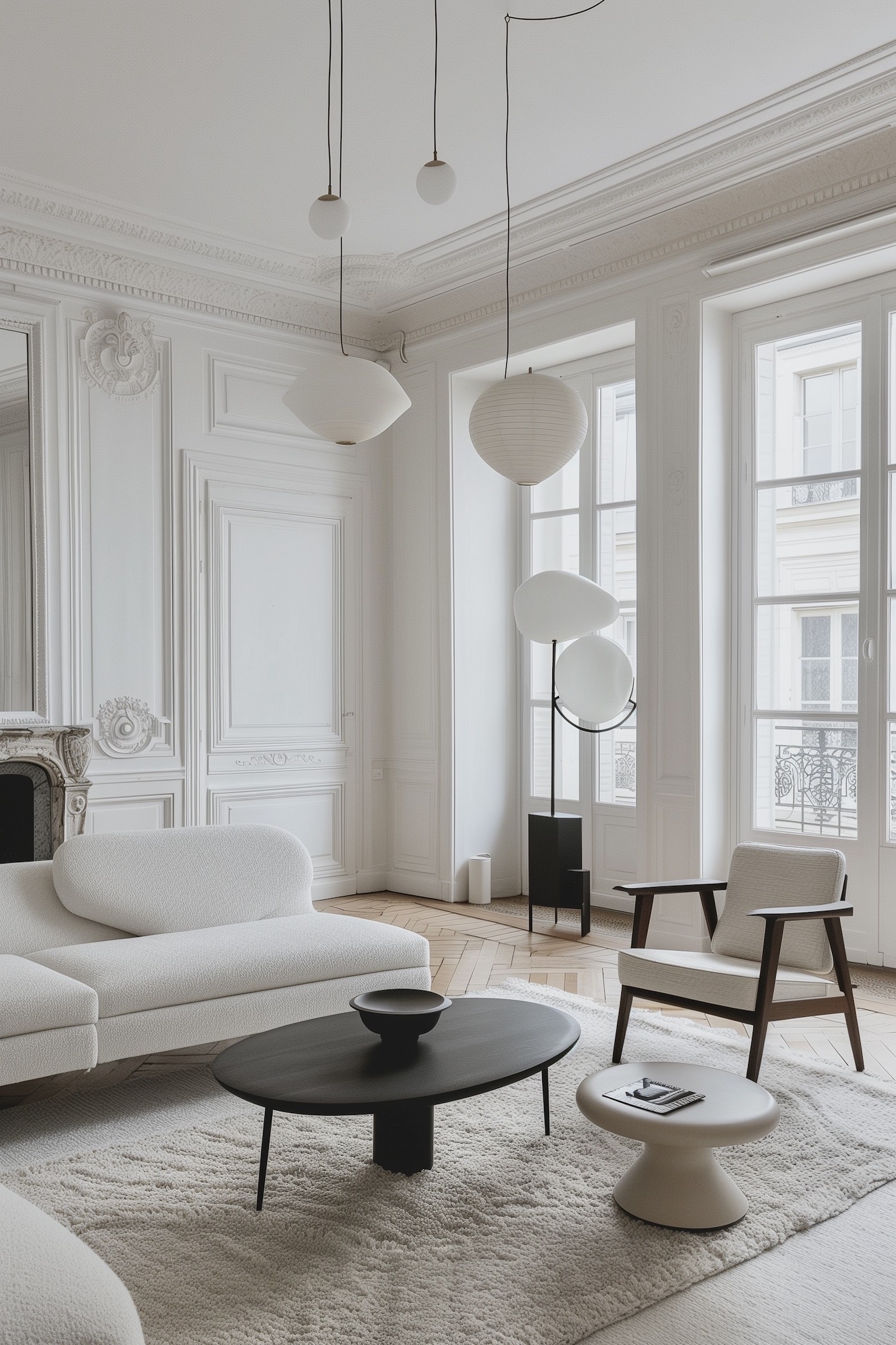 salon parisien noir blanc chic - blog décoration