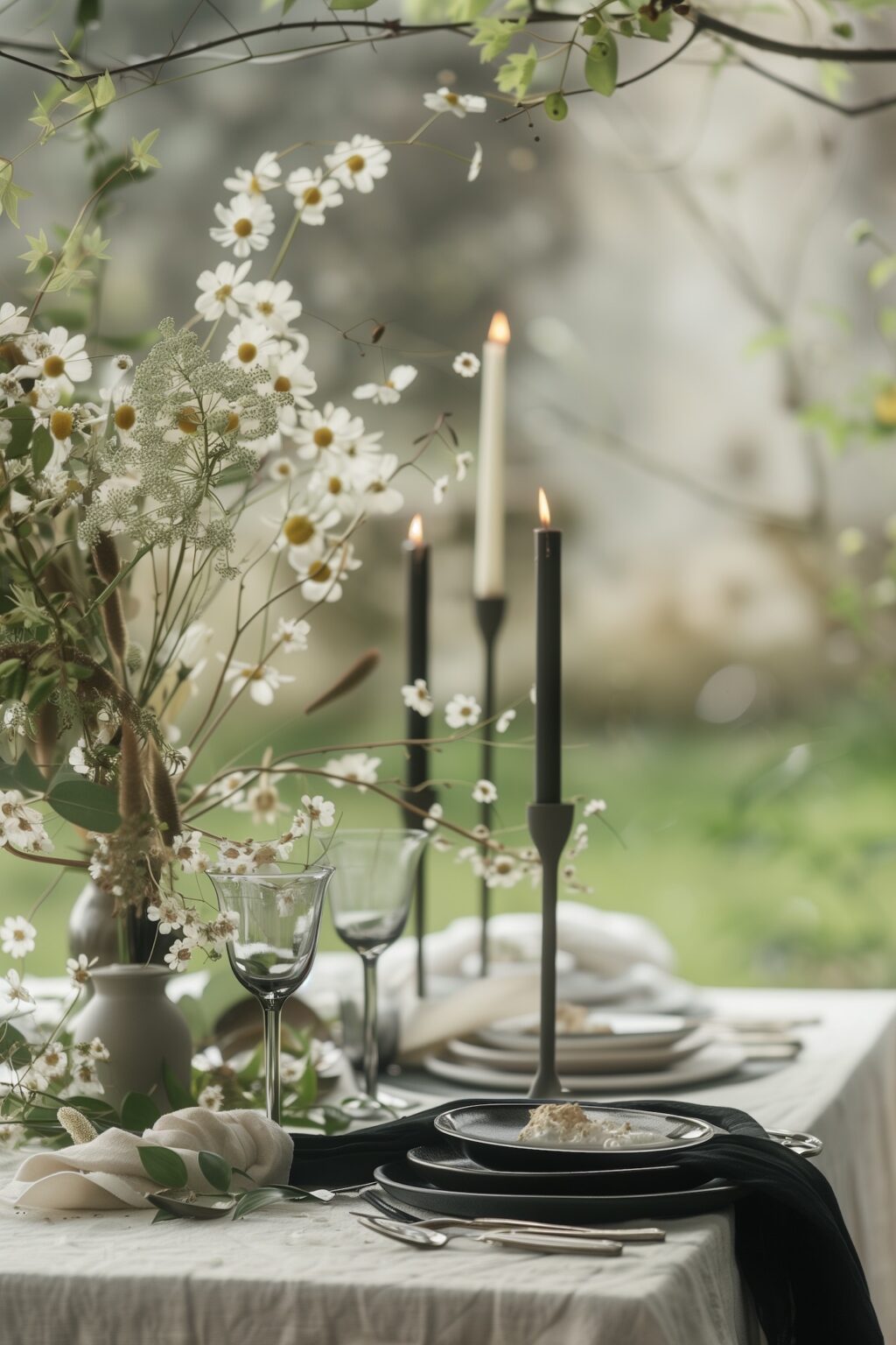 mariage champêtre chic table blanche vert forêt