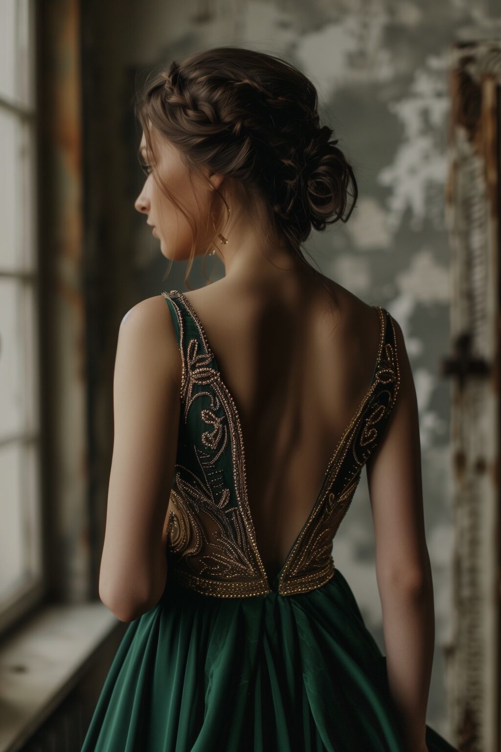 robe verte bijoux dorés strass témoin