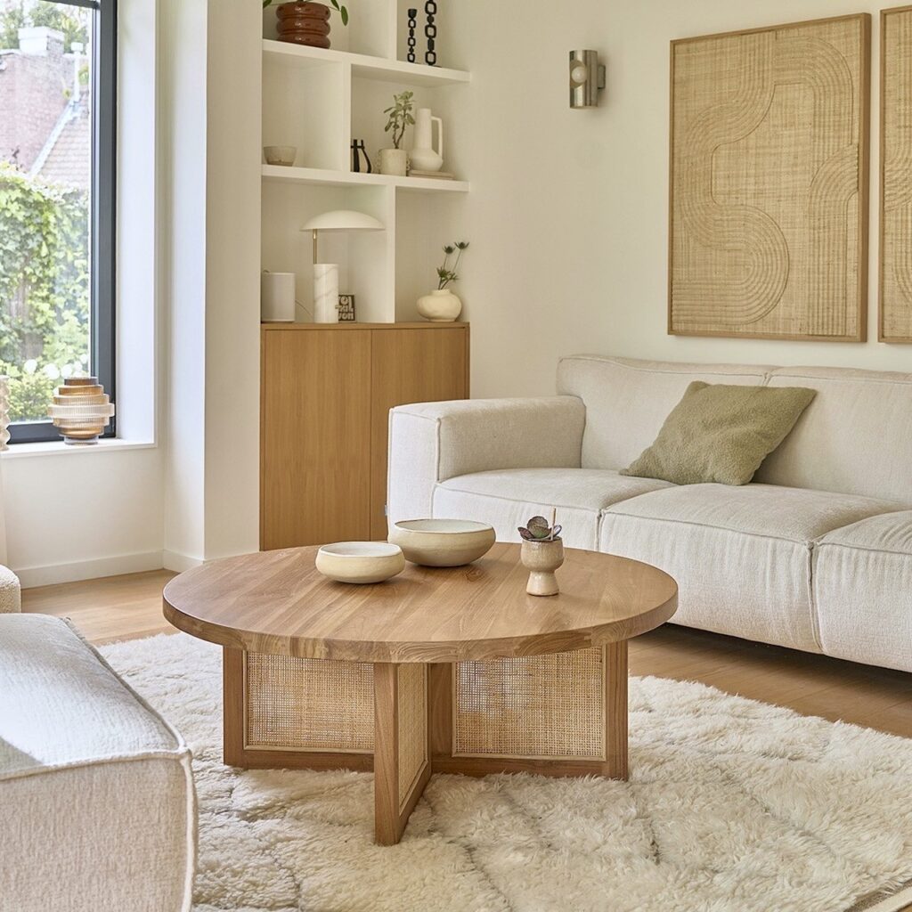 salon déco bois nuance beige naturelle