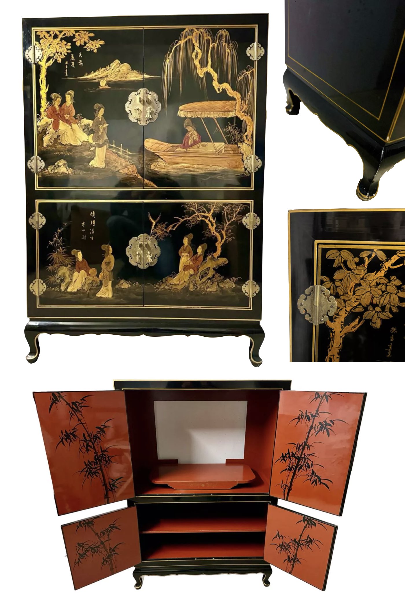 armoire japonisante chinoise pour ranger television