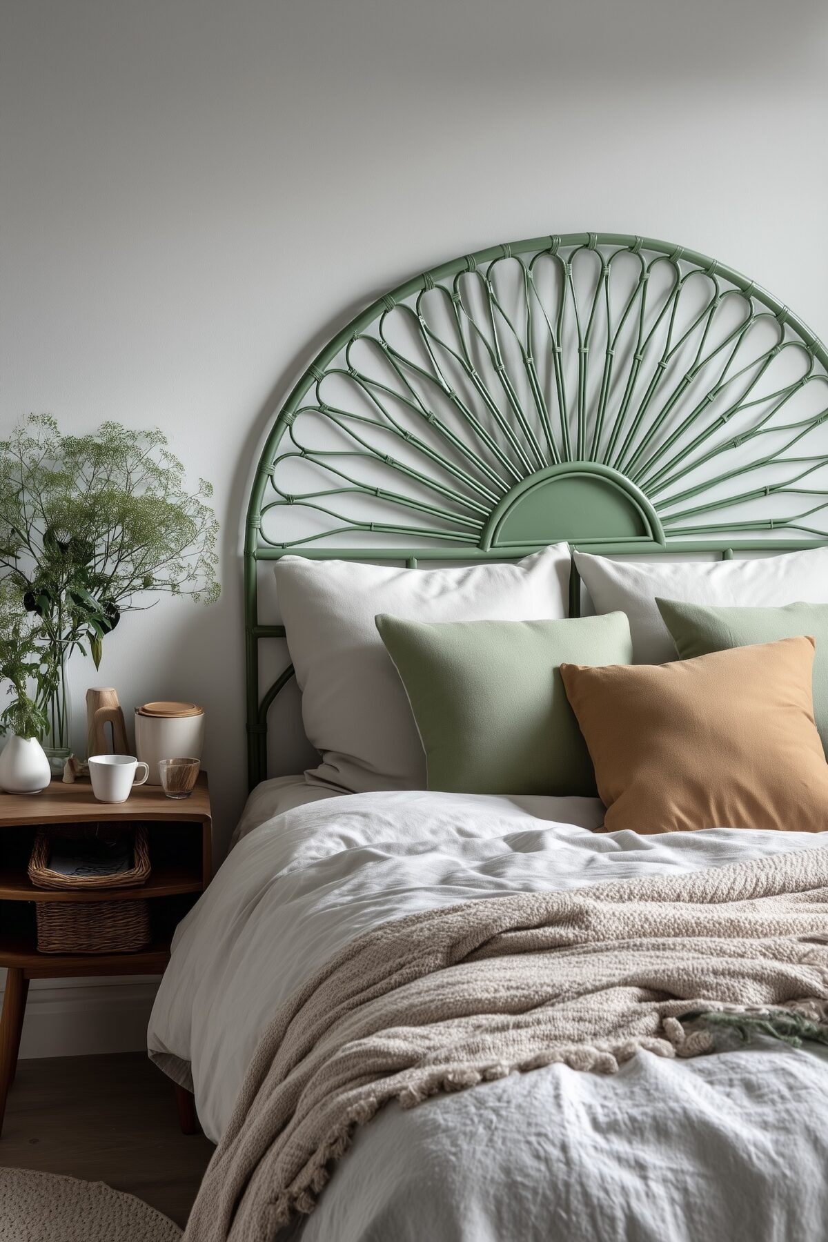 déco chambre vert menthe orange pastel boho