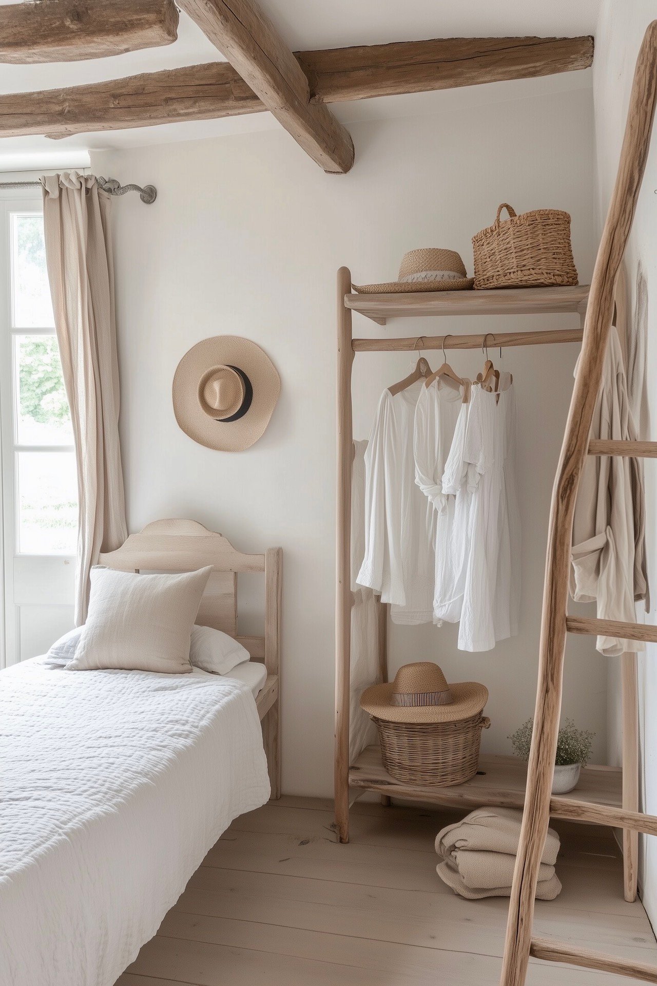 aménagement chambre jeune fille bois blanc campagne