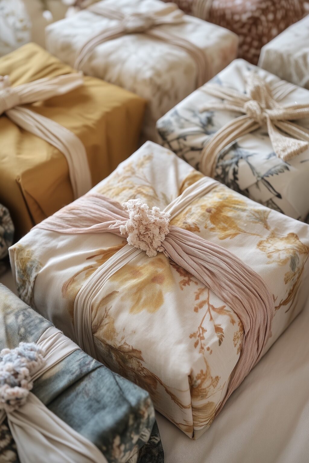 emballage cadeau tissu fleuri - blog déco