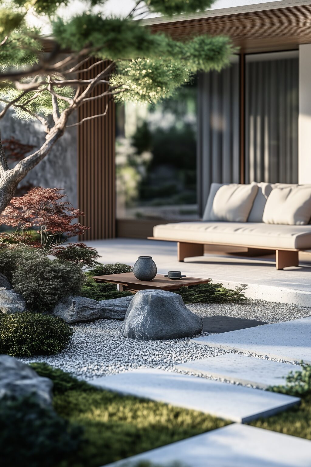 idée déco inspiration aménagement terrasse moderne japonisante
